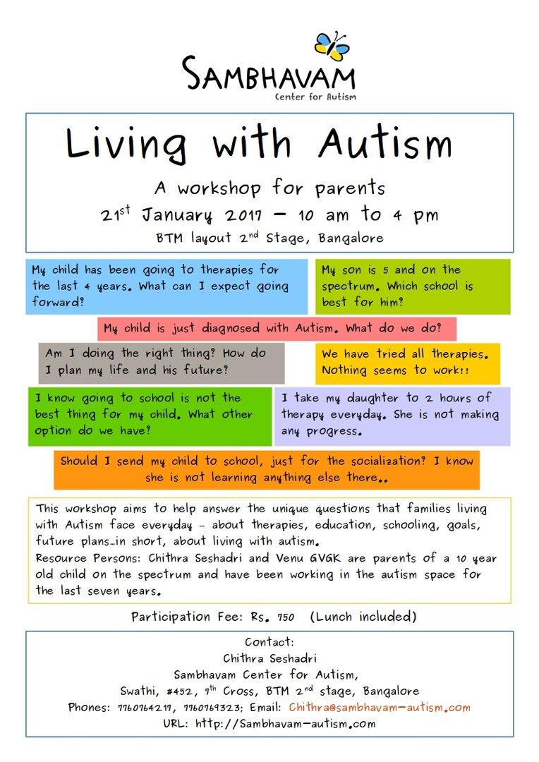 Parent Workshop - Living with Autism - Cover Image